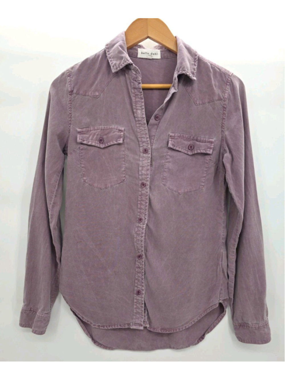 Bella Dahl XS 100% Tencel Lyocell Washed Mauve Utility Button Down Long Sleeve